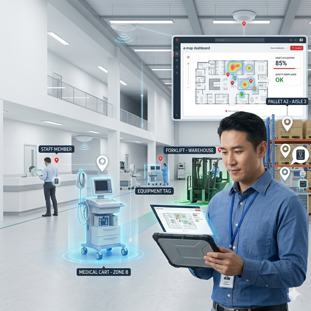 Indoor location tracking in healthcare, factory, and warehouse